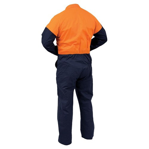 Long Sleeve Cotton Overalls - Orange/Navy