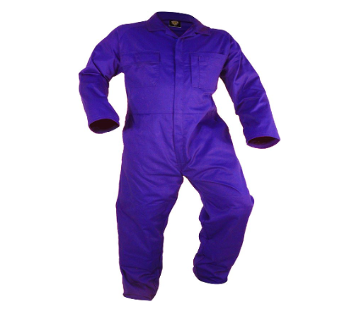 Polycotton Long Sleeve Zip Overalls - Royal Blue