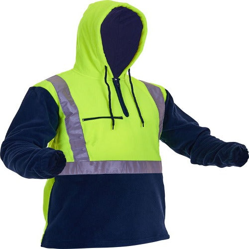 Hi Vis Polar Fleece Hoodie - Yellow/Navy