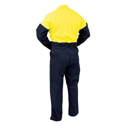 Long Sleeve Cotton Overalls - Yellow/Navy
