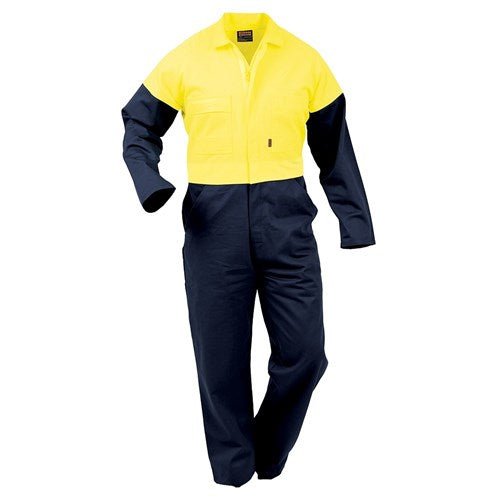 Long Sleeve Cotton Overalls - Yellow/Navy