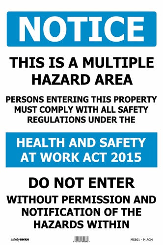 Notice Multiple Hazard Area