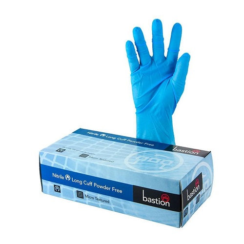 Bastion Blue Nitrile Long Cuff Gloves 300mm