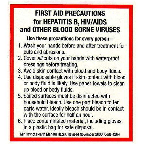 First Aid Precaution Label